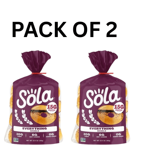2 PACK .Sola Bread Wheat Everything Bagels, Non-GMO, 12.4 oz, 4 Count