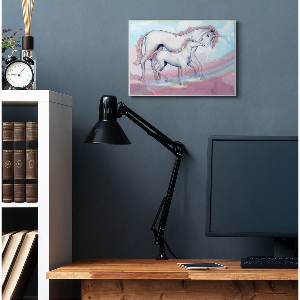 Unicorn Family Pink Rainbow Fantasy Animal Kids Design Oversized Wall Plaque Art by Ziwei Li