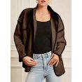 thumbnail image 6 of Women'S Contrasting Colors Cropped Jacket Casual Light Weight Fall Fashion Winter Coats Outerwear Brown XXL, 6 of 8