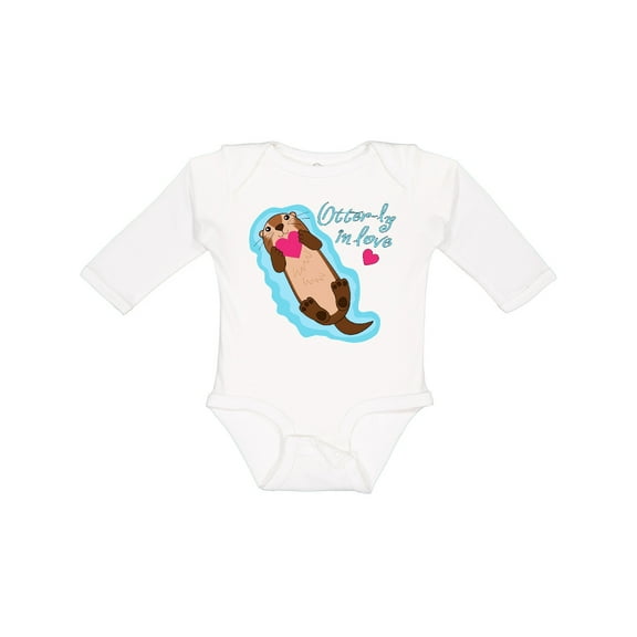 Inktastic Otter-ly in Love-otter with Heart Boys or Girls Long Sleeve Baby Bodysuit