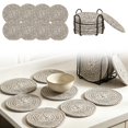 thumbnail image 3 of Round Woven Placemats Set of 8 Heat Resistant Placemats 4 Inches Farmhouse Cotton Rope Place Mats for Dining Tables Trivets for Hot Dishes, 3 of 5