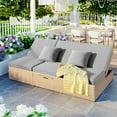thumbnail image 3 of 2-Person Patio Lounge Chair, Outdoor Rattan Double Wicker Daybed Chaise Lounge Chair with Adjustable Backrest Wheels & Cushion, Patio Sofa for Garden Lawn Backyard, Brown, 3 of 9