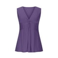 thumbnail image 2 of Jalioing Summer V Neck Tank Tops for Women Casual Flowy Sleeveless Tunic Shirt Fashion Solid Color Tees Tops, 2 of 9