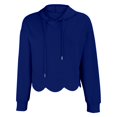 thumbnail image 5 of Awwp Women's Cropped Scalloped Long Sleeve Pullover Hoodies Fleece Lightweight Loose Fitting Drop Shoulder Sweatshirt Blue L, 5 of 8