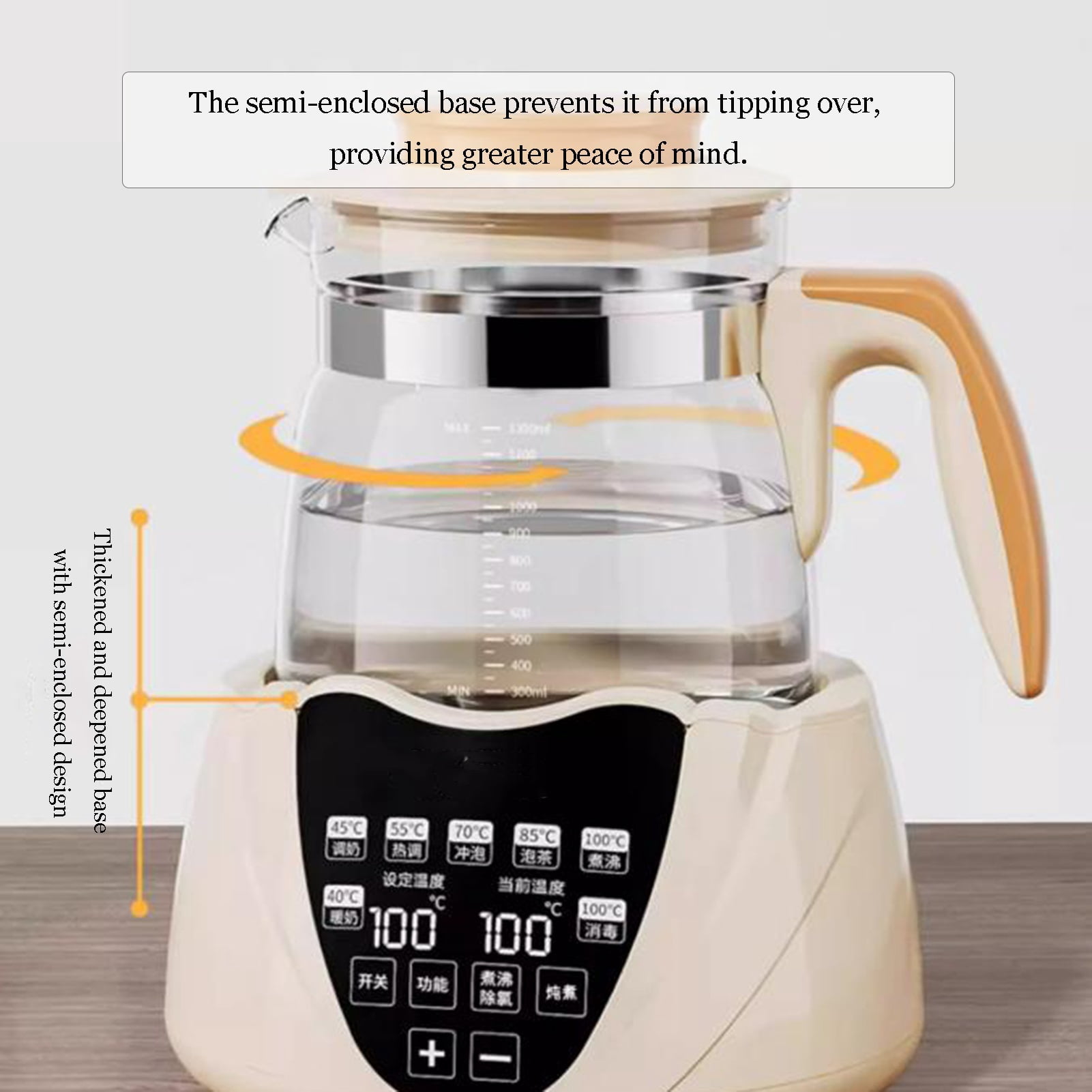 Glass electric Kettles, Multifunctional Tea Maker Kettle,6 Functions Tea Maker, Split Cup Body, Smart Touch,Soup Kettle for Home and Office