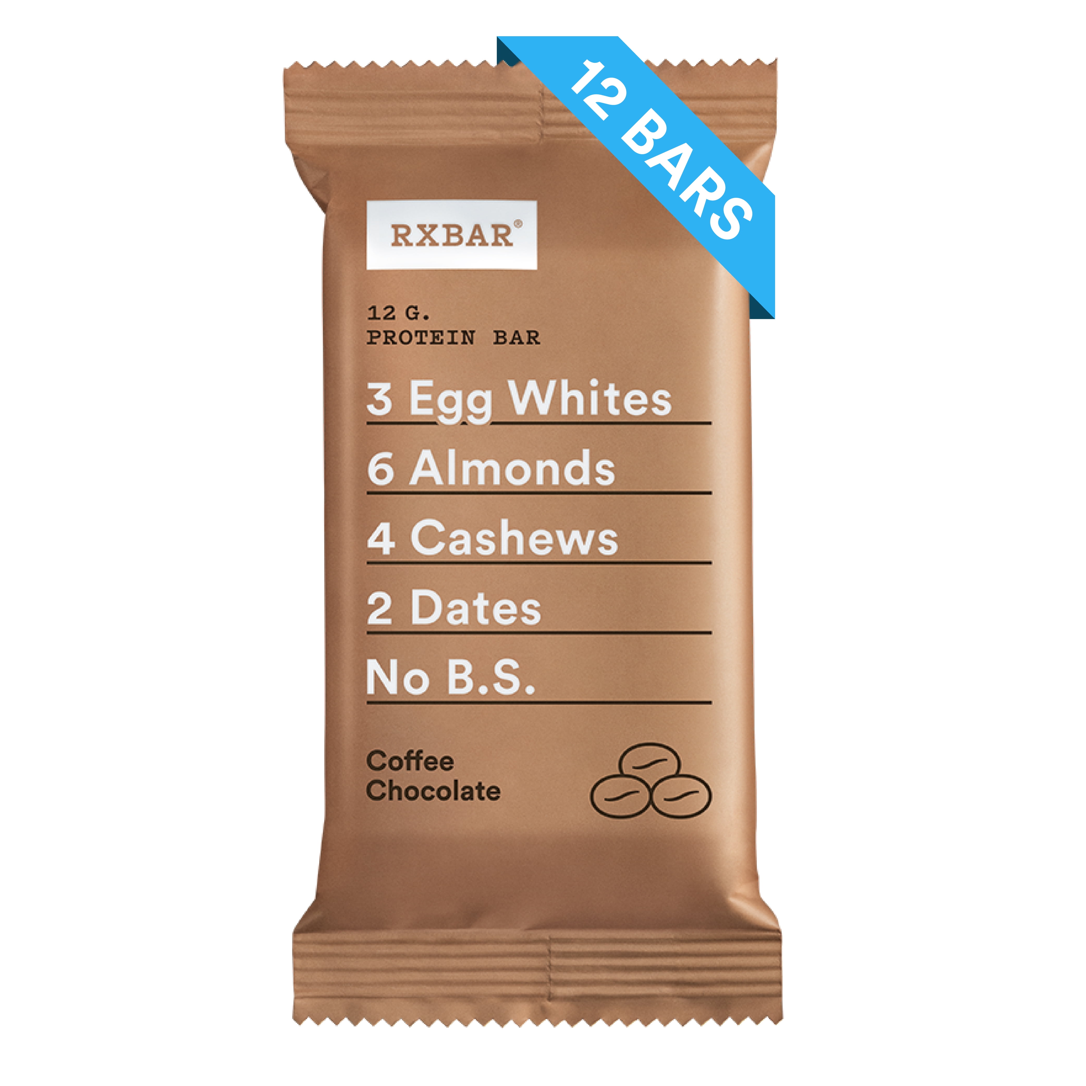 RXBAR Coffee Chocolate Whole Food Protein Bar, Gluten Free, 12 Ct