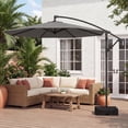 thumbnail image 4 of Costway Parasol Suspendu Déporté de 10 Pi avec Base pour Patio, Rotation à 360°, Gris, 4 of 10