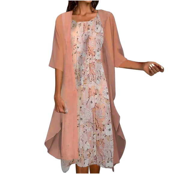 Vestidos Para Mujer Vestido Maxi Vestido Bohemio Media Manga Smock + Vestido Conjunto de Dos Piezas Hasta La Rodilla Vestido de Playa Odeerbi ODB164445