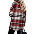 thumbnail image 3 of Women's Oversized Plaid Button Down Shirt Shacket Jacket Long Sleeve Casual Fall Outwear with Pockets, 3 of 6