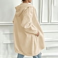 thumbnail image 4 of WIZUTIZ Women's Solid Color Zip Up Hoodie Drawstring Hood Mid-Length Sweatshirt Jacket Casual Loose Fit Outerwear with Pockets Fall Winter, 4 of 9