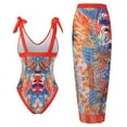 thumbnail image 5 of IROINNID Women's One-piece Swimsuit V Neck Printed Swimwear With Wrap Long Skirt Two-piece Set, 5 of 7