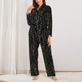 thumbnail image 2 of Honeii Lilies Flowers print Women's Pajama Sets Long Sleeve Button Down Sleepwear Nightwear Soft Pjs Lounge Sets-Large, 2 of 7