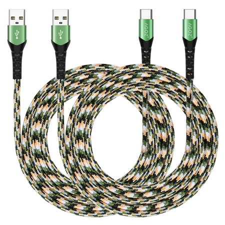 Agoz 2 Pack 6ft Camo Type-C USB Fast Charging Charger Cable for Samsung Galaxy S24, S23, S22, S10+, S10, S10e, S9+, S9, Note 10 10+/5G 9 8, Fold, A02s, A10e A20, A24, A13, A14, A32, A42, A52, A53, A54