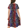 thumbnail image 4 of Odeerbi Niñas Día de La Independencia Vestido de Línea A Verano Patriótico Cuello Redondo Manga Corta Vestido Casual, 4 of 9