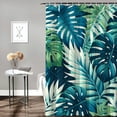 thumbnail image 2 of Awypu Natural Mulberry Organic with Green Monstera Print Waterproof Shower Curtain for Bathroom Decoration White, 2 of 7