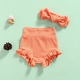 thumbnail image 5 of Douhoow 2Pcs Baby Girls Shorts Summer Sweet Style Solid Color High Waist Elastic Lace Shorts + Headwear, 5 of 8