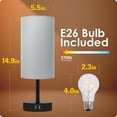 thumbnail image 5 of Bedside Lamp with USB Port - Touch Control Table Lamp for Bedroom 3 Way Dimmable Nightstand Lamp with Round Grey Fabric Shade for Living Room, Dorm, Home Office (LED Bulb Included), 5 of 6