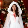 thumbnail image 3 of White Tulle Cape, Women Tulle Hooded Cape Adult Full Length Sheer Cape Vampire Elf Robe Veil Clothing Cloak, 3 of 7