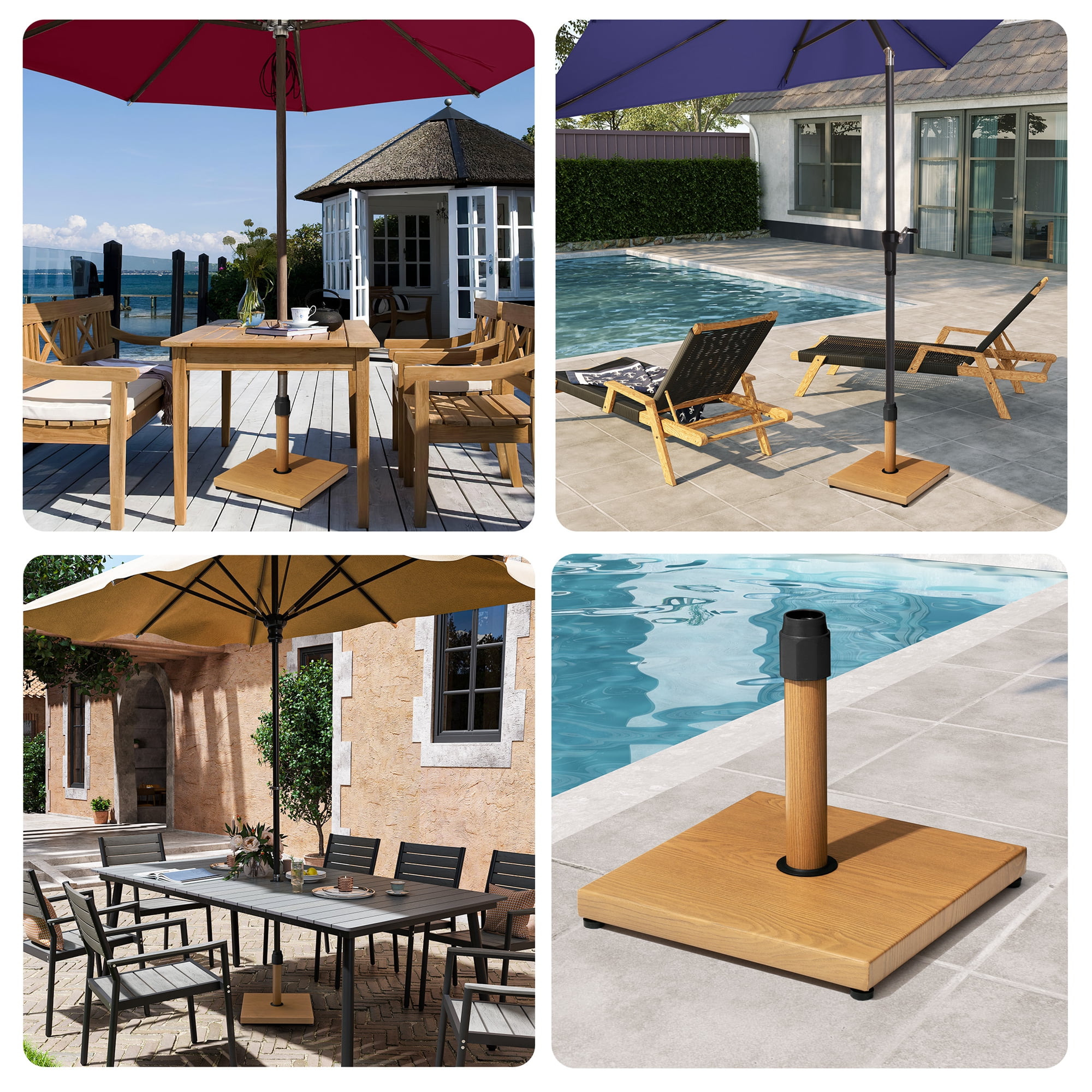 Pellebant 45 LBS Patio Umbrella Base Heavy Duty Outdoor Patio Market Umbrella Stand, Brown