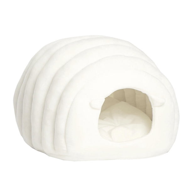 Cama para mascotas, gatos y perros con cojín suave y extraíble, acogedora para gatos de interior. blanco