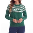 thumbnail image 2 of Asklazy Women Casual Regular Fit Jacquard Crew Neck Sweater Winter Pullover,US Size,Green,L, 2 of 9
