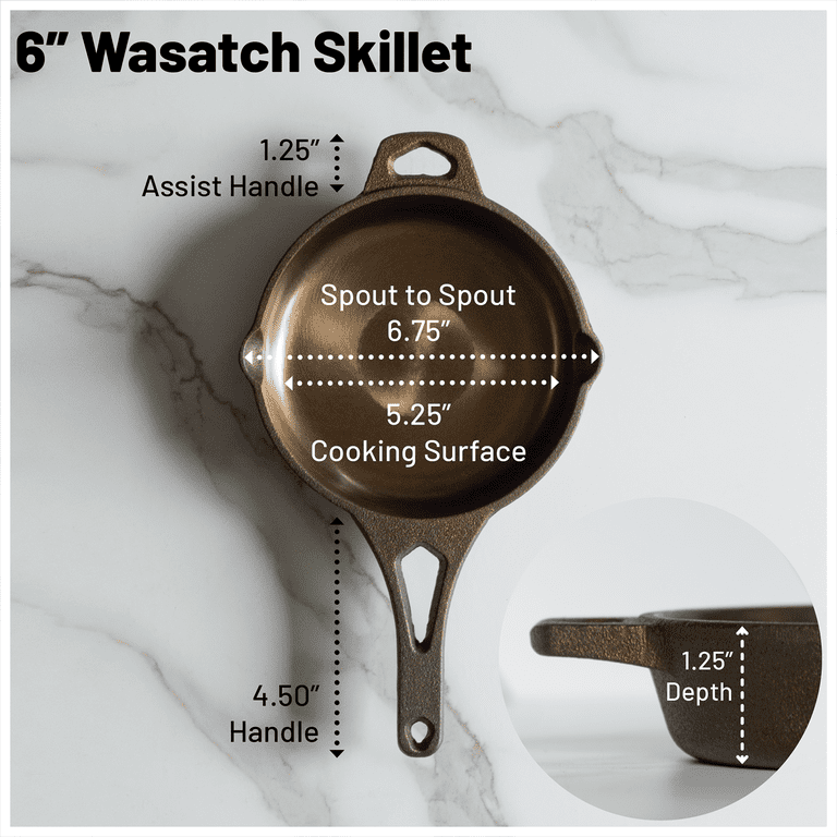 Backcountry Iron 6 Inch Smooth Wasatch Pre-Seasoned Round Cast Iron Skillet  