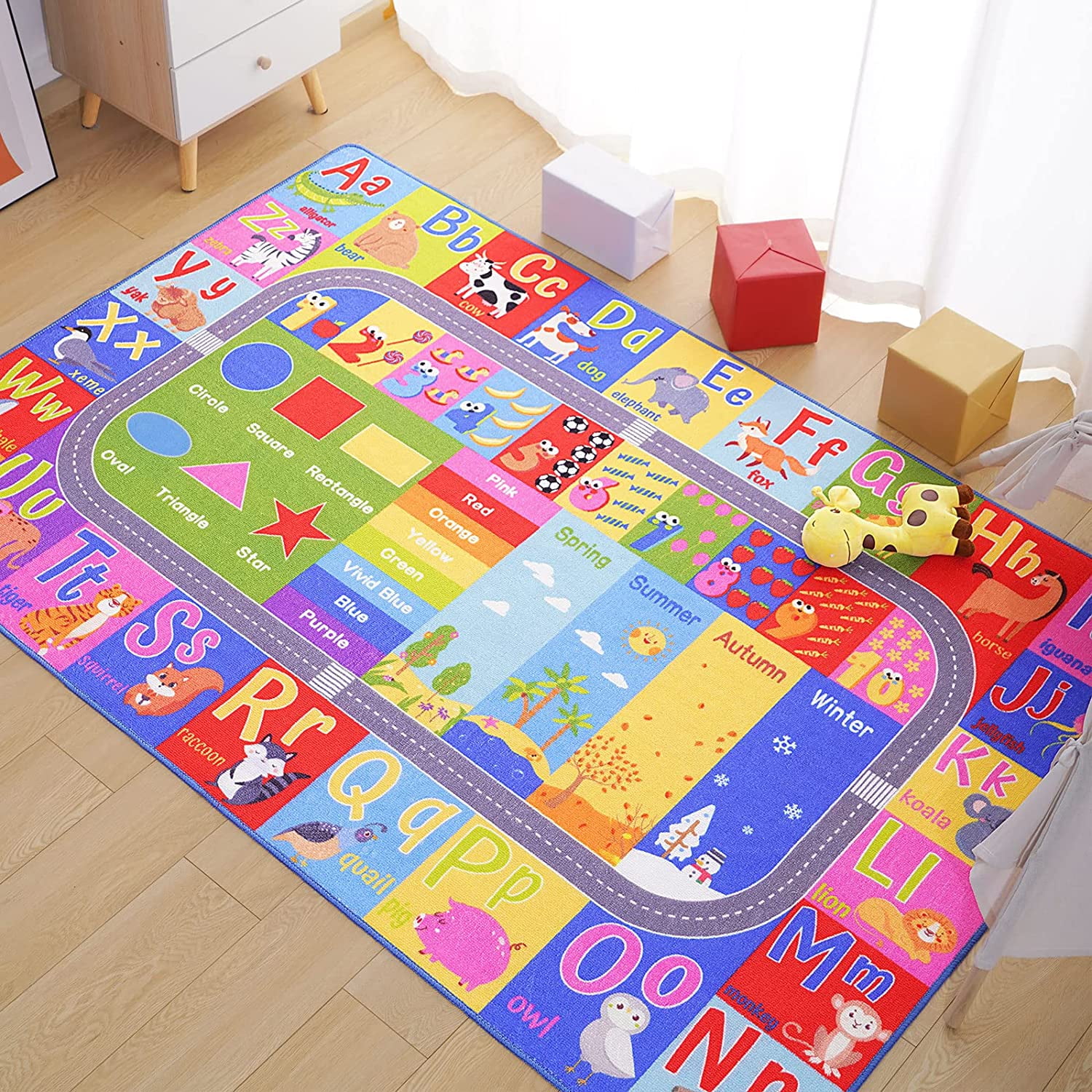 Shapes AROGAN Kids Play Mat 4x6 Feet Animals Pattern Children Learn and Educational Rugs Non Slip Play Rug for Nursery Bederoom Play Room Playmat Rug with Numbers 