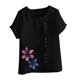 thumbnail image 2 of Vestidos Casuales Para Mujer, Blusas De Mujer De Moda Blusa informal de lino con cuello redondo, manga corta y botones para mujer, 2 of 2