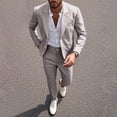 thumbnail image 2 of Sevevn Men's 2 Piece Linen Blend Suit Set Notch Lapel Single Button Blazer and Slim Dress Pants Casual Summer Business Outfit Brown XL, 2 of 9