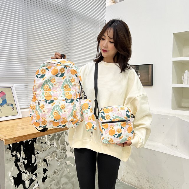 Juego de mochila de 3 piezas, mochila estética de estilo preppy para adolescentes y niñas (naranja 2)