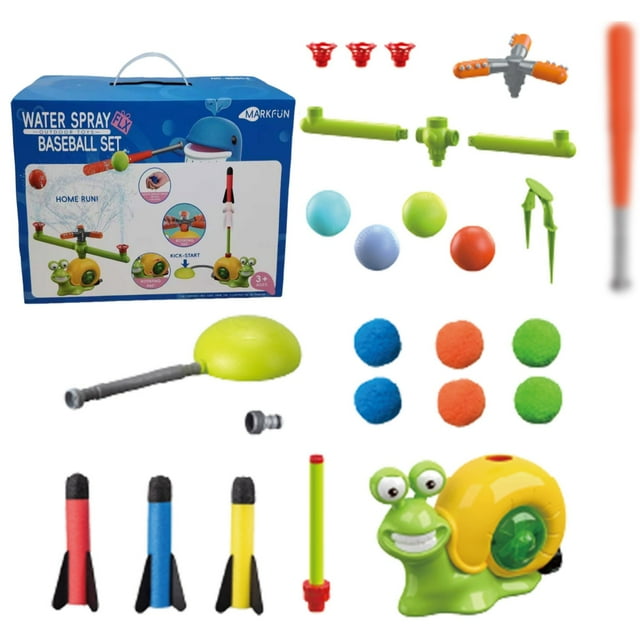 ZJNGJC Function Baseball Sprinkler Toy Set Outdoor Summer Water Play Game for Kids Backyard Garden Green
