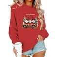 thumbnail image 6 of SYMOID Womens Christmas Sweatshirt - Red Retro Gnome & Red Truck Graphic Crew Neck, 100% Polyester Relaxed Fit Festive Holiday Sweatshirt XS-XL,Size XL, 6 of 6