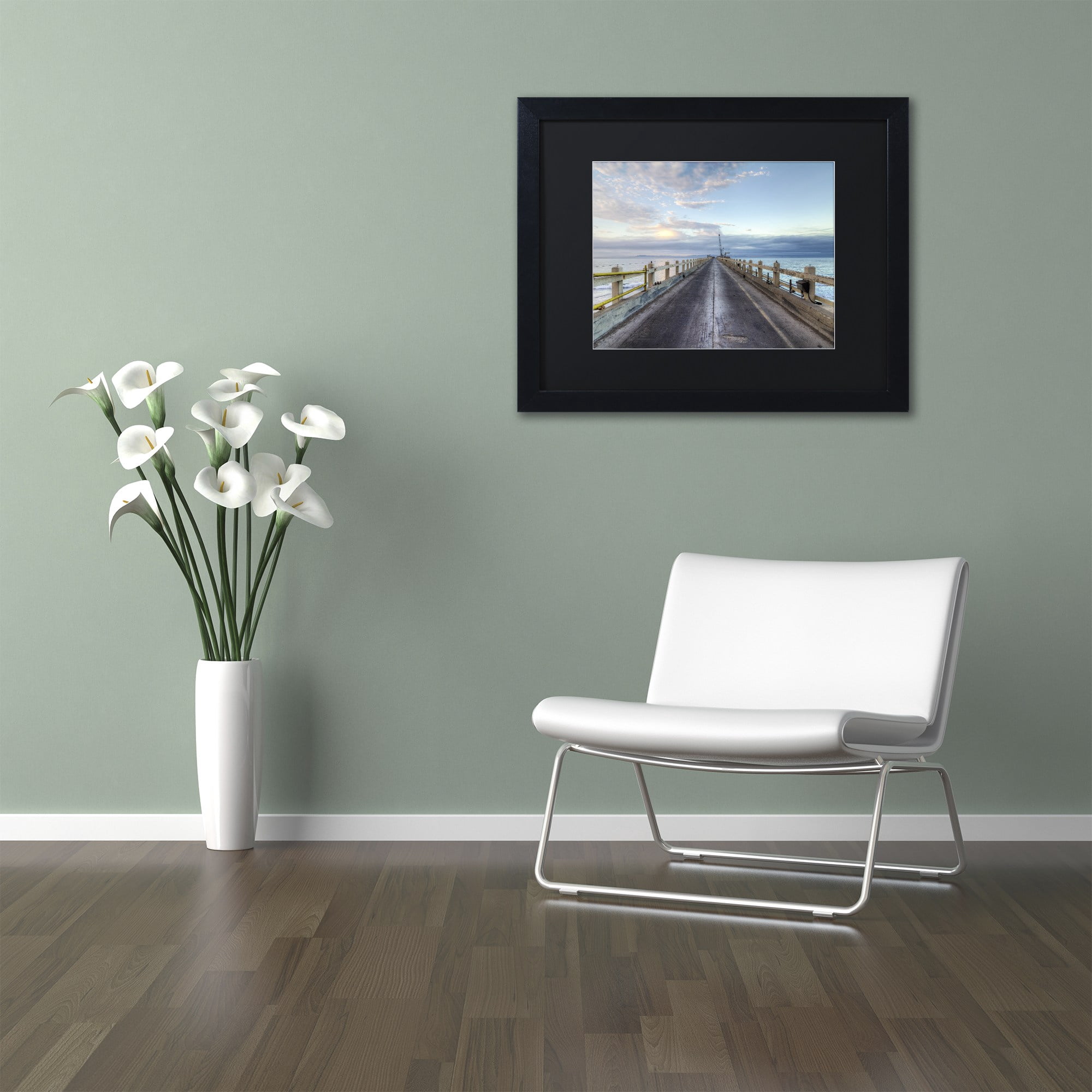 Trademark Fine Art "Carpinteria Pier View I" Canvas Art by Chris Moyer, Black Matte, Black Frame