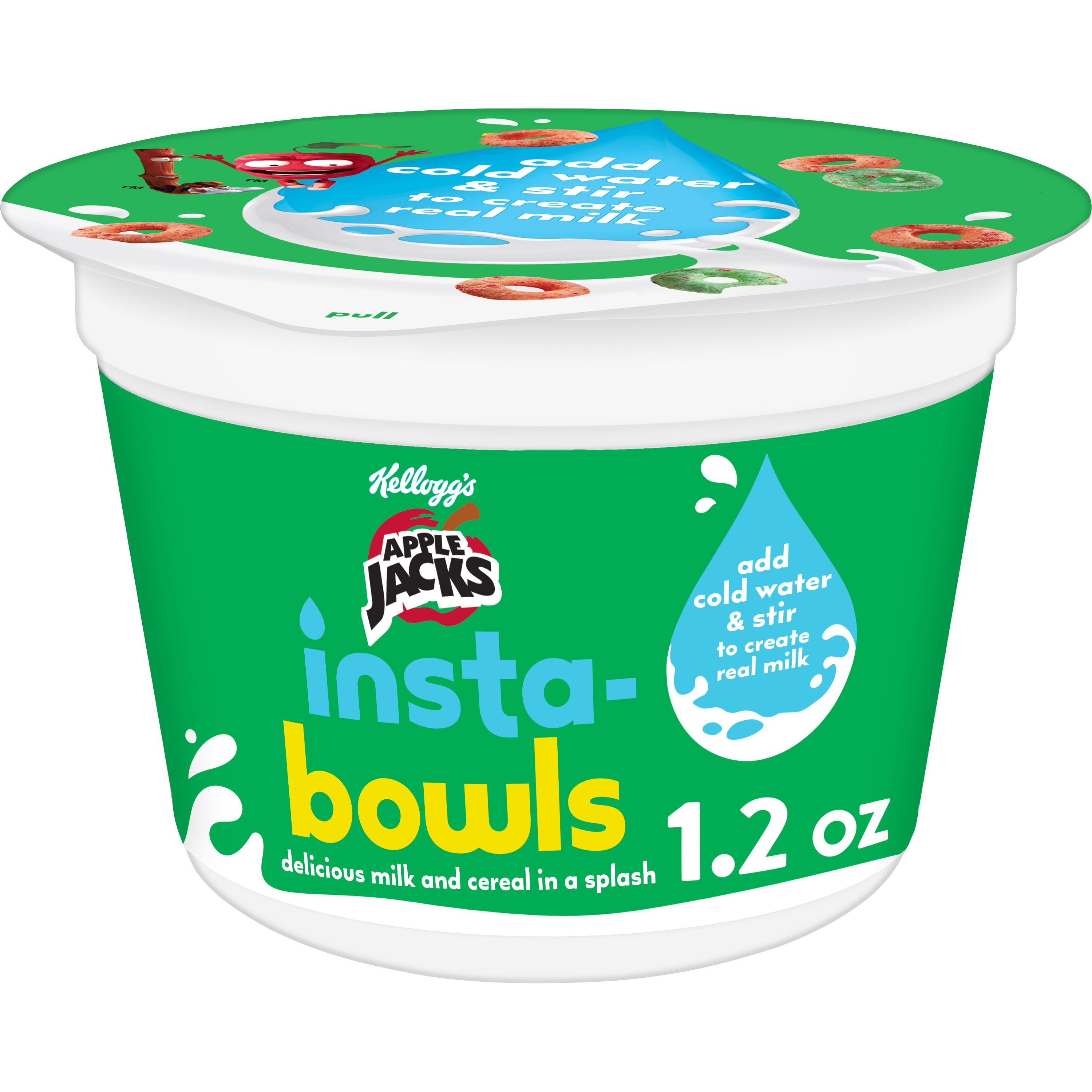 Kellogg's Apple Jacks InstaBowls Breakfast Cereal, Instant Cereal, 1.2