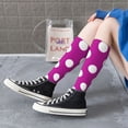 thumbnail image 6 of Picia Women Crew Soft Moisture-wicking Socks Purlpe And White Polka Dot Pattern Design Cotton Socks, One Size fit All, 6 of 9