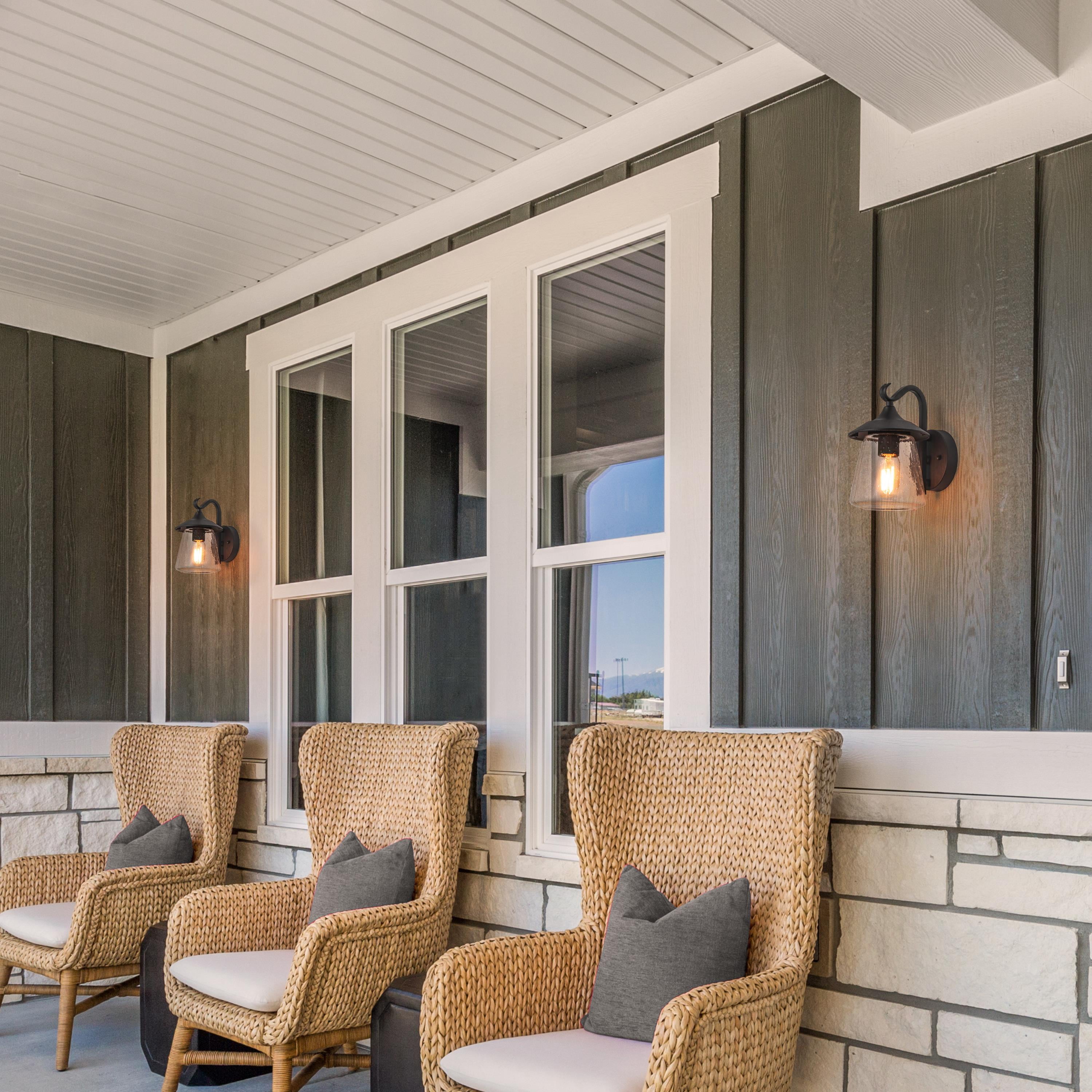 LNC Farmhouse Outdoor Wall Light with Clear Seeded Glass,Black Wall Sconce