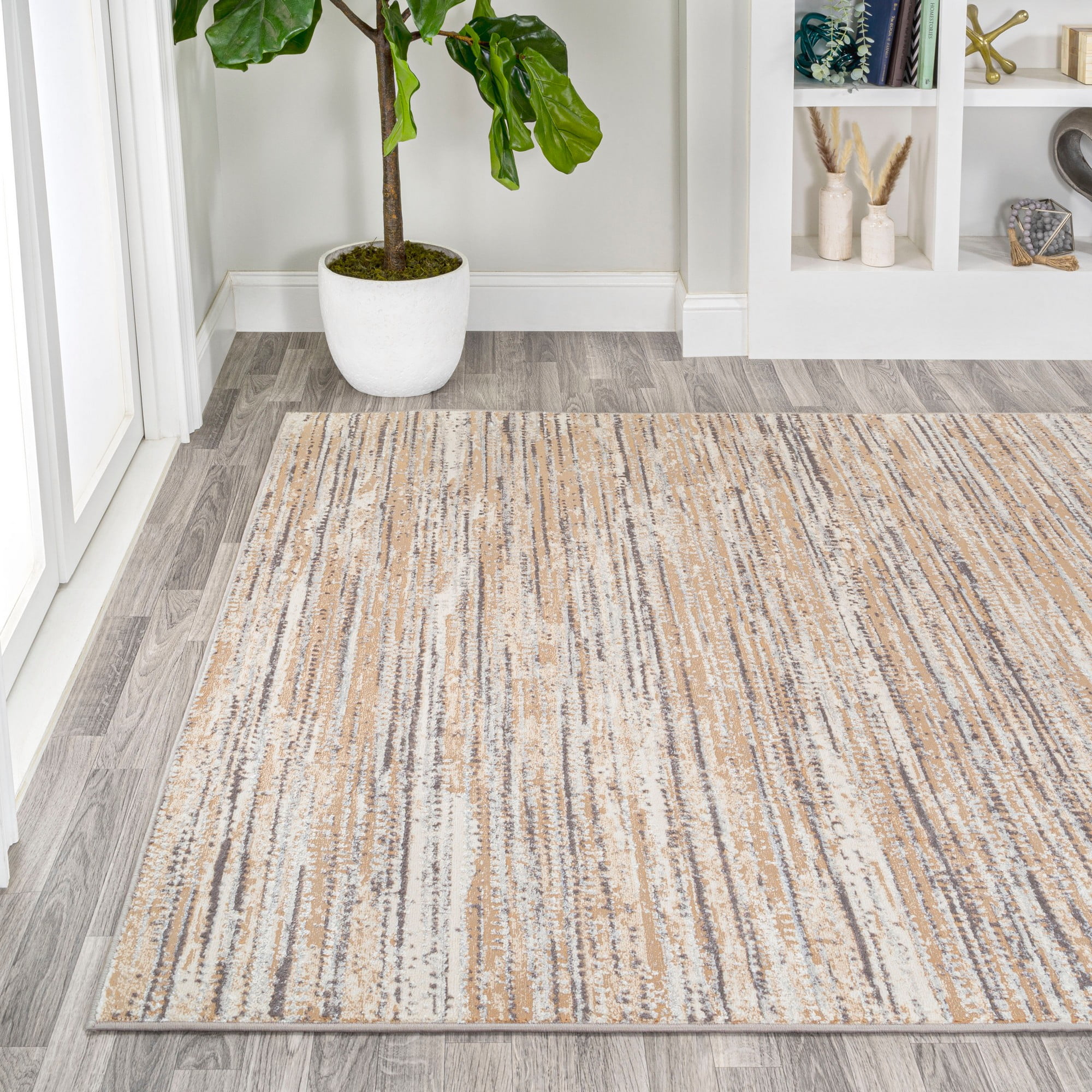JONATHAN Y SILK ORCHID 8 x 10 Area Rug, Loom Strie - Beige/Gray, SOR200D-8