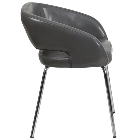 Flash Furniture - Fusion Series Contemporary LeatherSoft Side Reception Chair with Chrome Legs - Gray