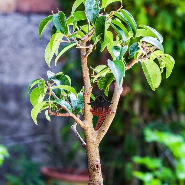 Mini Pagoda Giapponese In Plastica Marrone, Statuetta Da Giardino E Acquario, Decorazione Bonsai, 3.7cm - 2