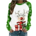 thumbnail image 2 of DailyTrove Womens Winter Christmas Reindeer Sweater - Long Sleeve Red Accent, Festive Casual Wear,Green,M, 2 of 6