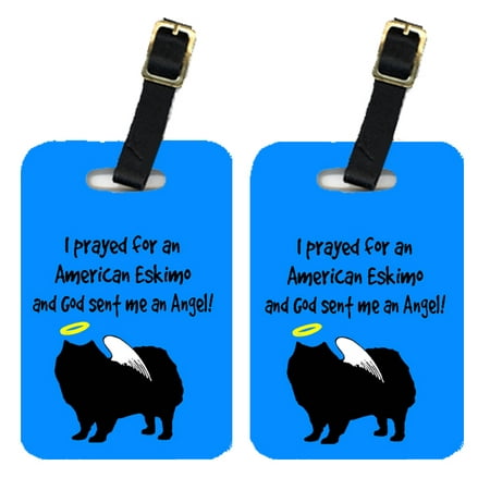 Pair of 2 American Eskimo Luggage Tags