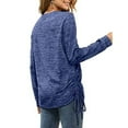 thumbnail image 3 of V-Neck Women's Long Sleeve Ruched Top with Side Drawstring Tie - Royal Blue XL Rawiri, 3 of 5