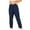 Navy, variant on WREESH Womens Solid Loose Cotton Linen Pants Fashion Casual Elastic Waist Wide-Leg Button Pants Yellow