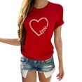 thumbnail image 1 of B91xZ T-Shirts d'Entraînement Grande Taille pour Femmes Col Carré Tops 2024 Printemps Été Ajusté, Rouge L, 1 of 5