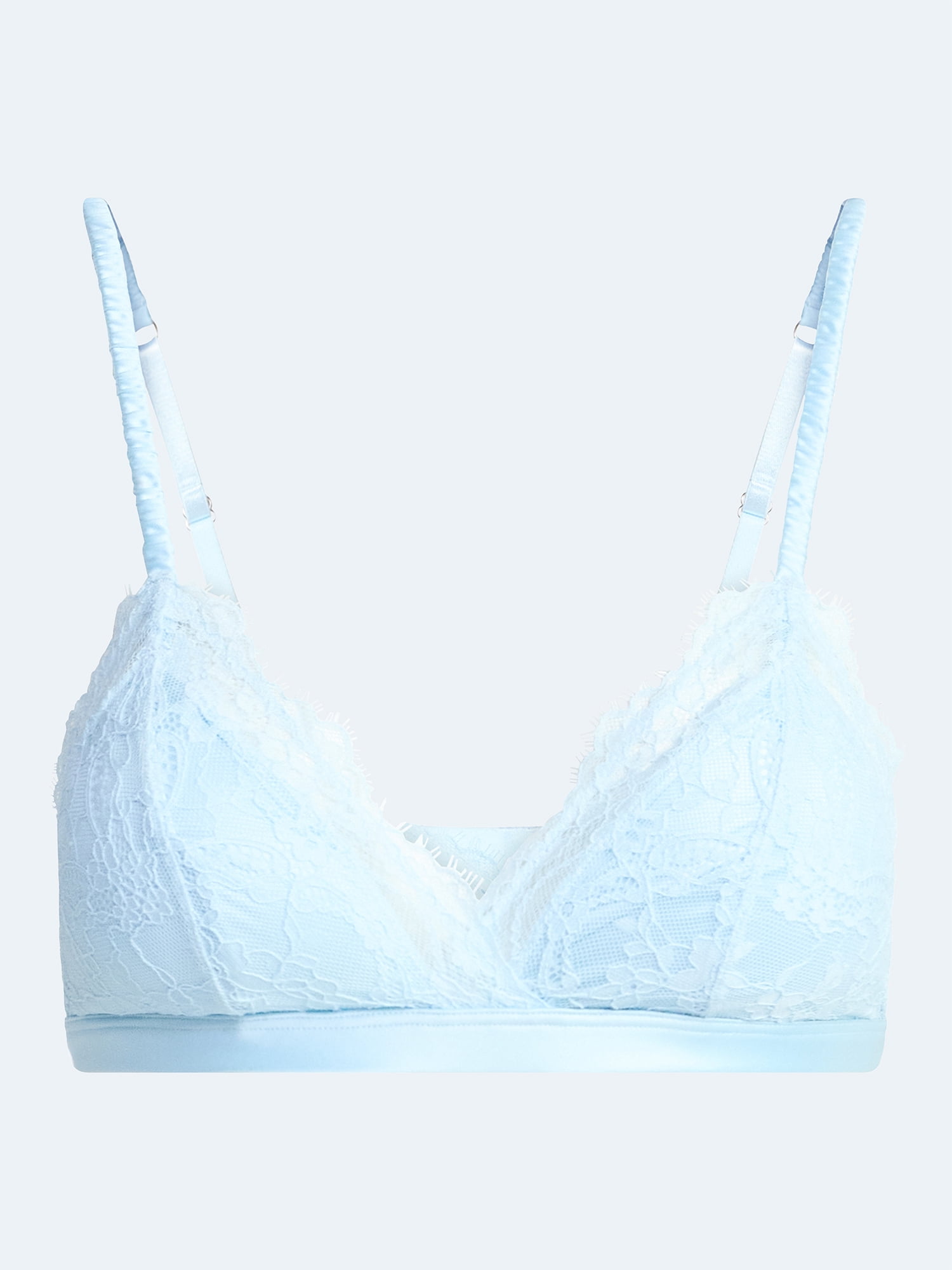 Joyspun Women's Bridal Lace and Satin Triangle Bralette, Sizes XS-XXXL