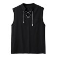 thumbnail image 3 of jsaierl Men's Linen Solid Shorts Sets Summer Sleeveless Tracksuit V-Neck Workout Vest Top Casual Yoga Beach Outfits, 3 of 4