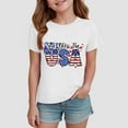 thumbnail image 2 of Gubotare July 4th Shirt Girl Girls' Summer Casual Tops Short Sleeve Textured T Shirts Cute Comfy Tees (White,Size 13-14 Years), 2 of 4
