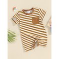 thumbnail image 2 of Bagilaanoe Newborn Baby Boys Summer Jumpsuit Shorts Stripe Short Sleeve Bodysuit 3M 6M 12M 18M Infant Casual One Piece Romper, 2 of 8