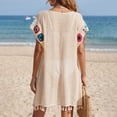 thumbnail image 6 of PBFRDSJ Womens Swimsuit Cover Up Boho Tassel Hem Sheer Mesh Beach Sundress Loose Fit Summer Tunic for Vacation, 6 of 7