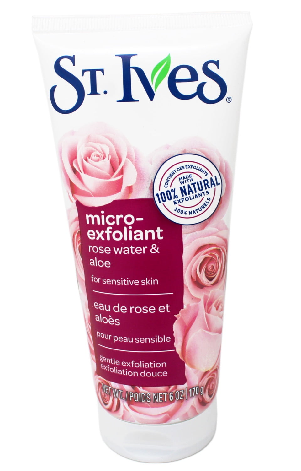 St. Ives Face Scrub Micro-Exfoliant Rose Water and Aloe Vera Natural Exfoliants, 6 OZ - 3 Pack